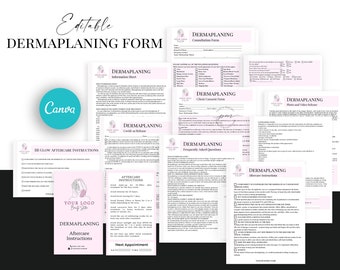 Editable Dermaplaning Form Template, Dermaplaning Consent and Client Form, Dermaplaning Aftercare Instructions