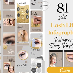 Lash Lift Instagram Story Templates, Editable Eyelash Lift Social Media Story, Esthetician Instagram Story, Spa Instagram Story