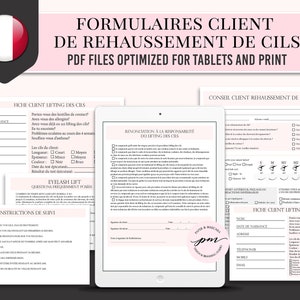 Formulaires de consultation des clients pour le rehaussement de cils, formulaires de consentement pour le rehaussement de cils pour tablette