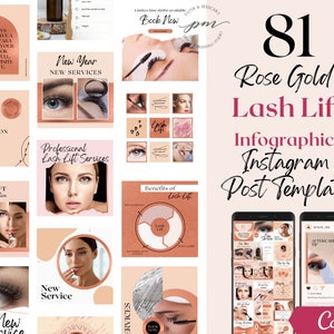 Lash Lift Instagram Post Templates, Editable Eyelash Lift Social Media Posts, Esthetician Instagram Post, Spa Instagram Post