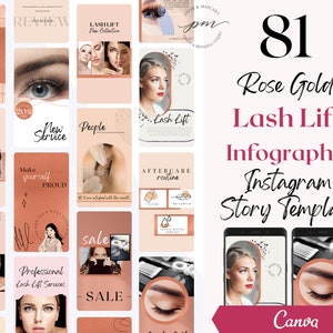 Lash Lift Instagram Story Templates, Editable Eyelash Lift Social Media Story, Esthetician Instagram Story, Spa Instagram Story