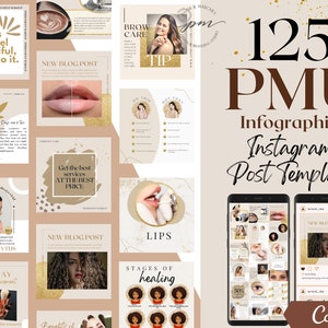 Permanent Makeup Instagram Post Templates, Editable PMU Social Media Posts, Microblading Instagram Post
