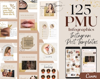 Permanent Makeup Instagram Post Templates, Editable PMU Social Media Posts, Microblading Instagram Post