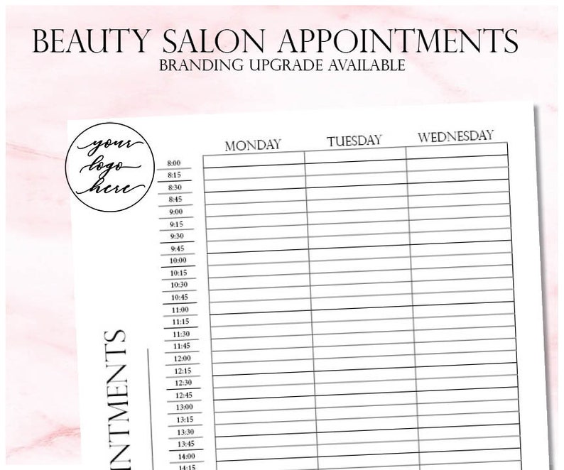 Salon Appointment Template Free Download Salon Appointment Template Free Download