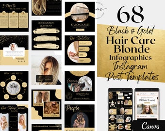 Hair Care Tips for Blondes Instagram Post Templates, Editable Hair Care Tips Social Media Posts, Hair Stylist Instagram Post