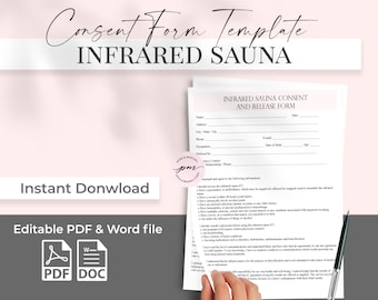 Infrared Sauna Consent Form Template, Sauna Detox Consent Forms, Liability Release Form Editable Template
