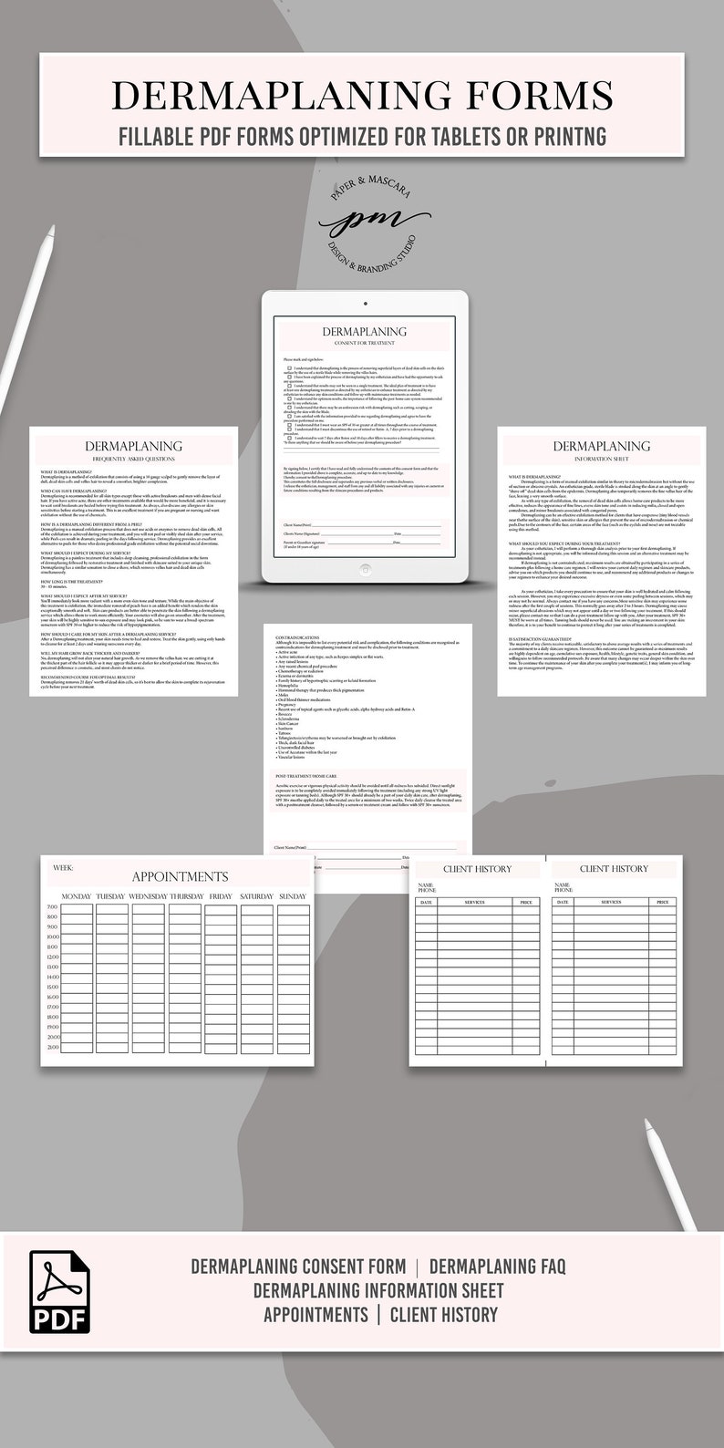 Dermaplaning Forms, Clickable Dermaplaning Esthetician Forms ...