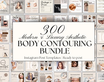 Neutral Body Contouring Instagram Templates | 300 neutral Aesthetic Instagram Post Templates | Body Sculpting Instagram