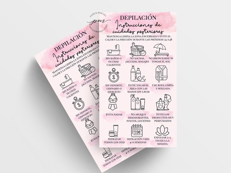 Waxing Aftercare Card in Spanish Tarjeta De Cuidado Posterior Etsy