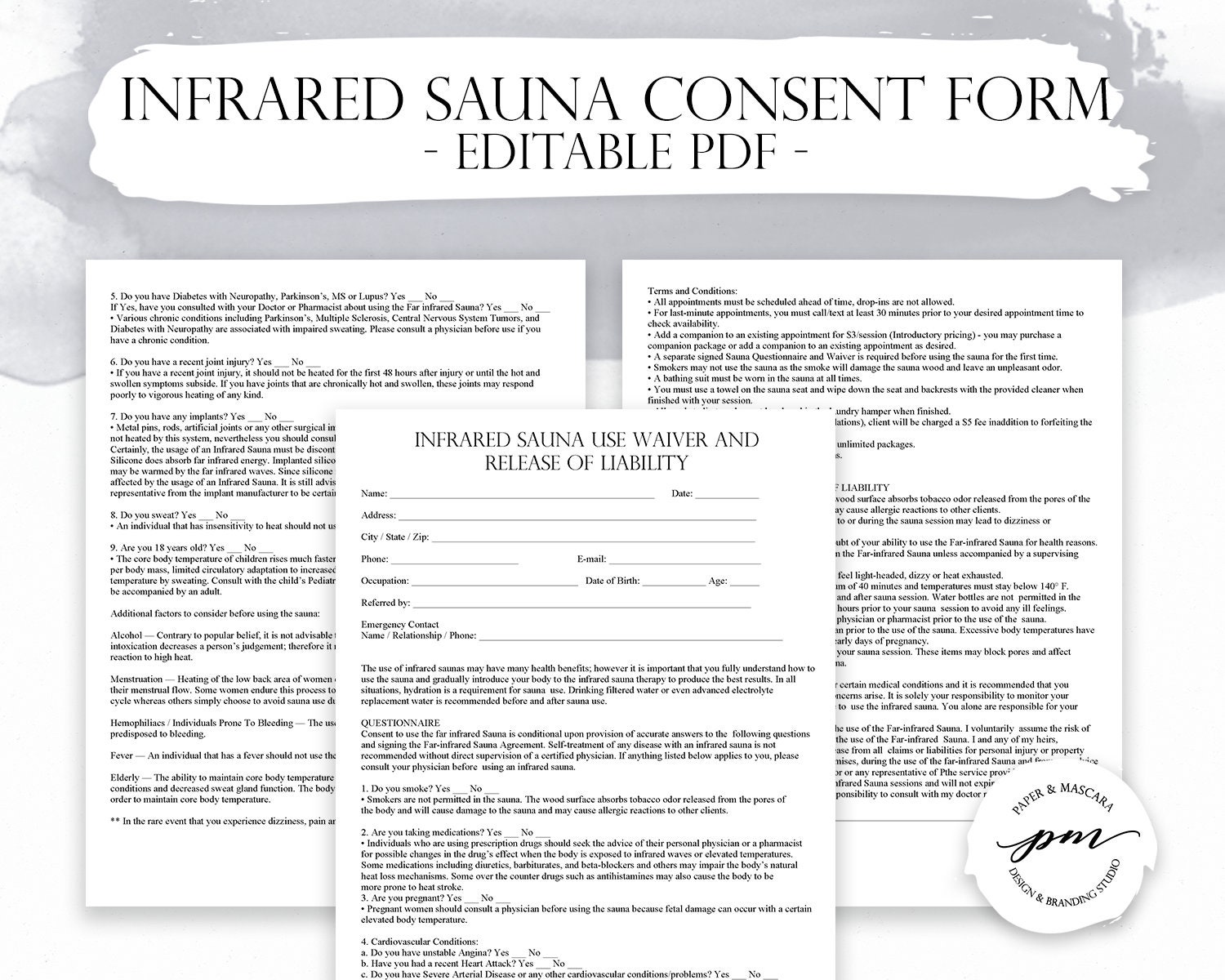 Infrared Sauna Consent Form Sauna Detox Consent Forms Etsy