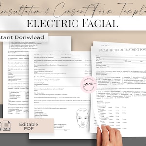 Electric Facial Consent Form Template, Facial Consultation Form Template, Esthetician Forms