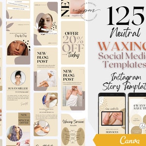 Waxing Instagram Story Templates, Editable Hair Removal Social Media Posts, Neutral Waxing Instagram Story