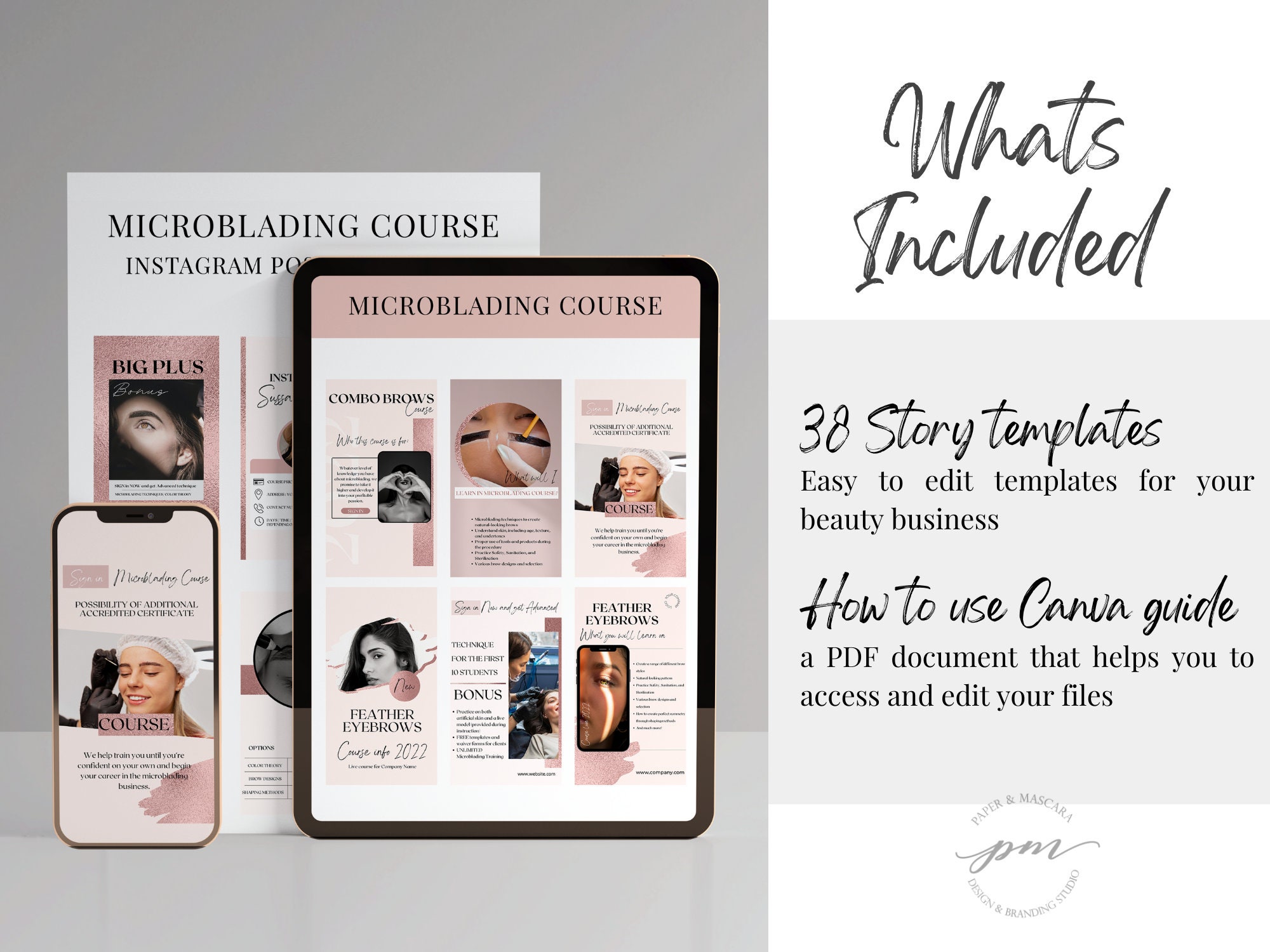 Microblading Course Instagram STORY Templates, Editable Microblading ...