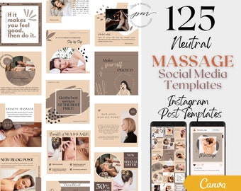 Massage Therapist Instagram Post Templates, Editable Massage Social Media Posts, Massage Instagram Post
