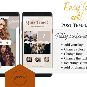 Hair Stylist Instagram Story Game Templates, Editable Hair Stylist 