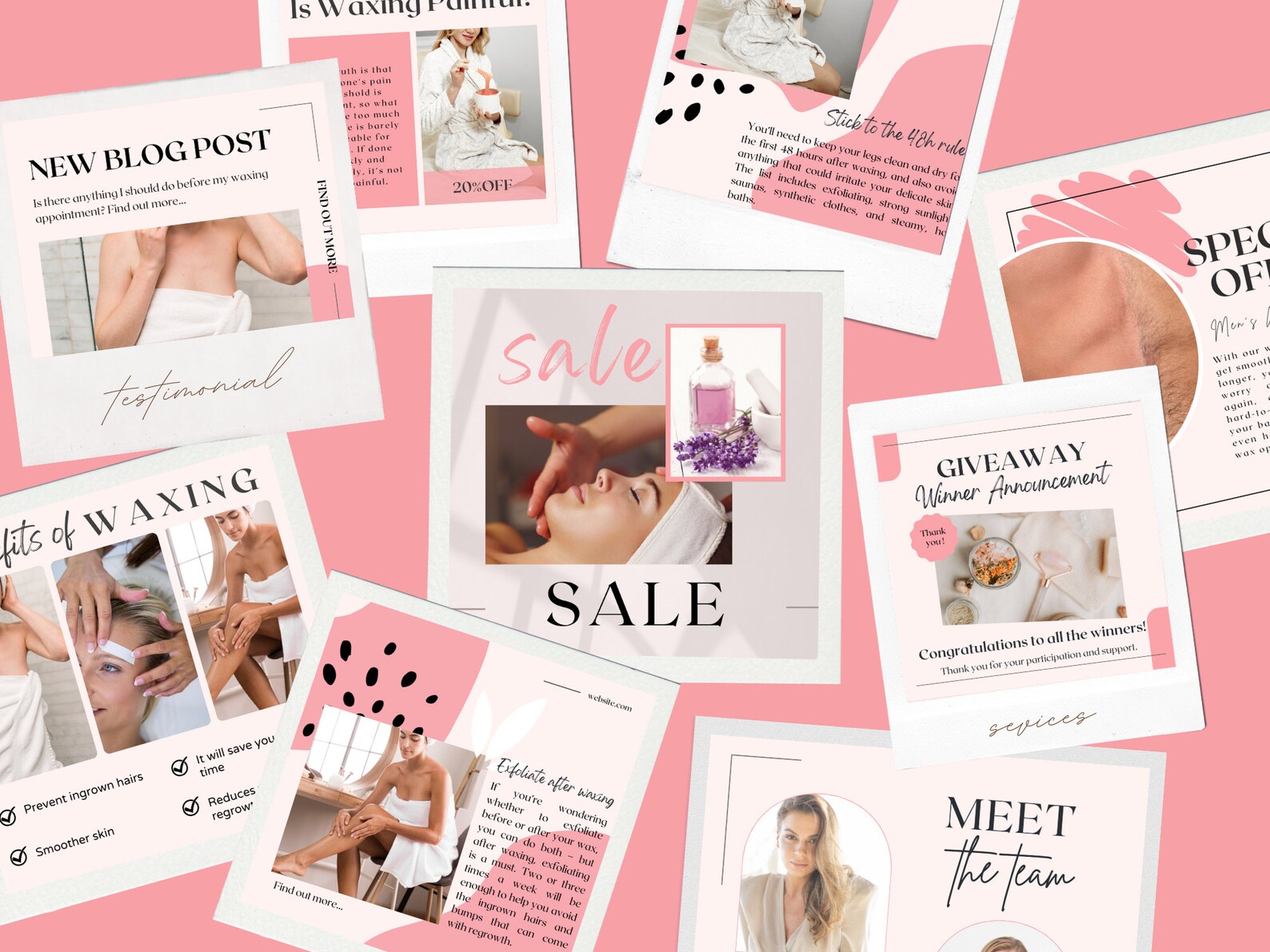 Waxing Instagram Post Templates Editable Hair Removal Social Etsy