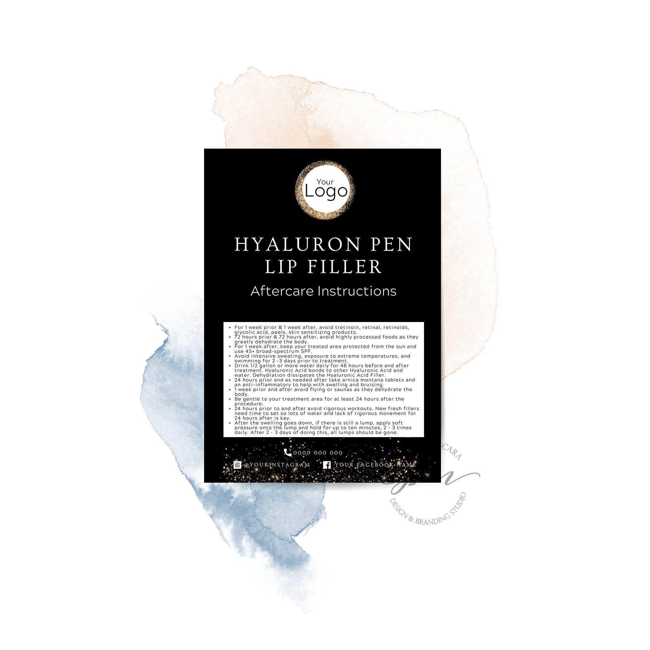 Editable Hyaluronic Acid Pen Aftercare Card 5x7 Lip Filler Etsy UK