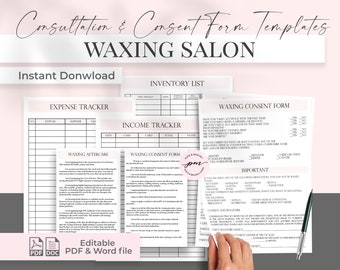 Editable Waxing Salon Business Form Templates, Customizable Waxing Consultation and Consent Forms Templates