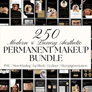 Black and Gold Permanent Makeup Instagram Templates | PMU Instagram Stories | PMU artist instagram | Microblading Instagram Templates