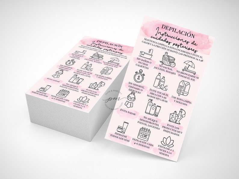 Waxing Aftercare Card in Spanish Tarjeta De Cuidado Posterior Etsy