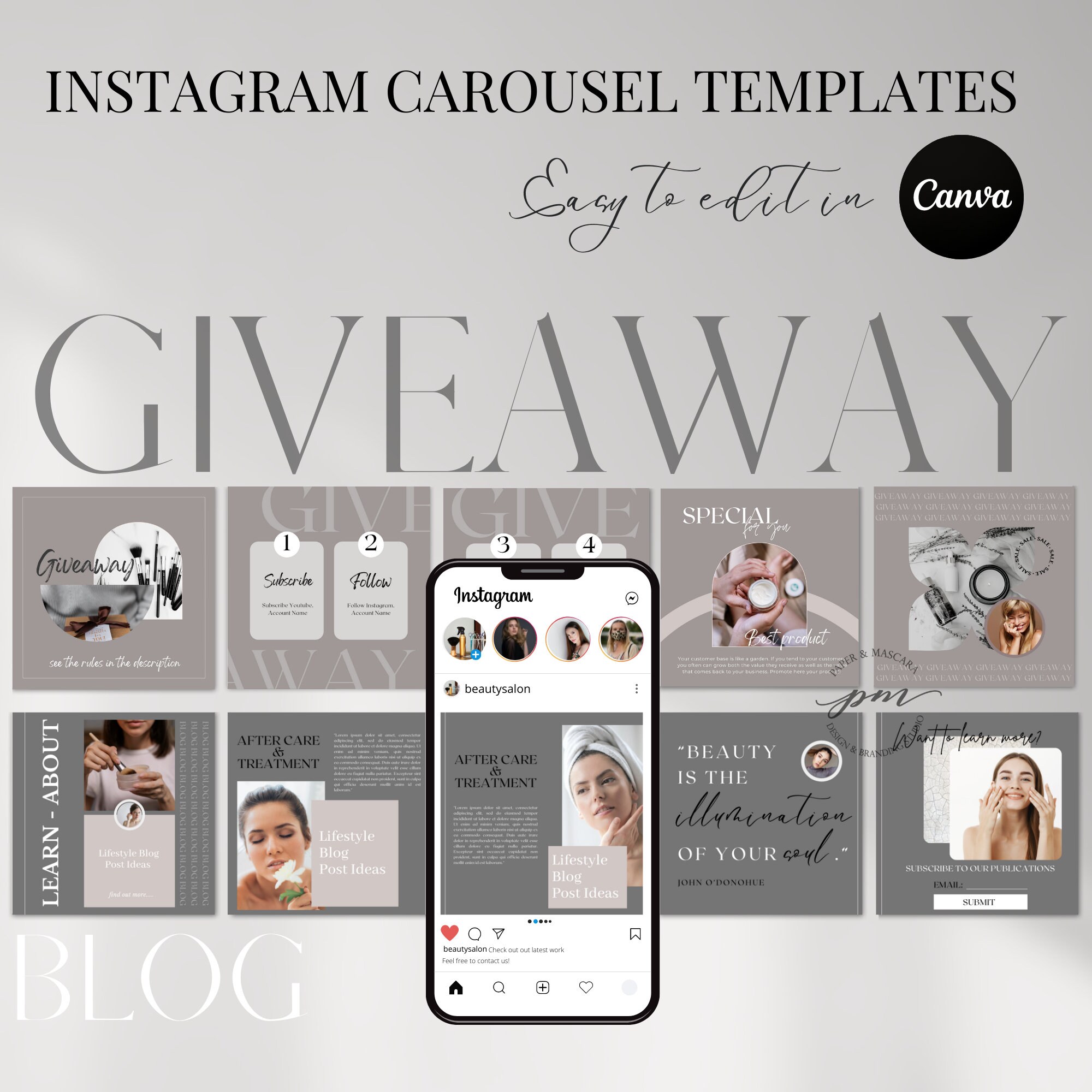 Instagram Carousel Post Template Neutral Editable Instagram - Etsy