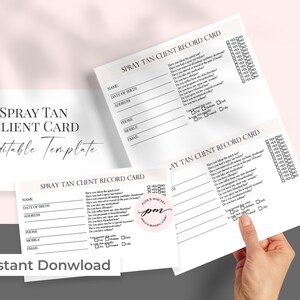 Editable Spray Tan Client Record Card Template, Customizable New Client ...