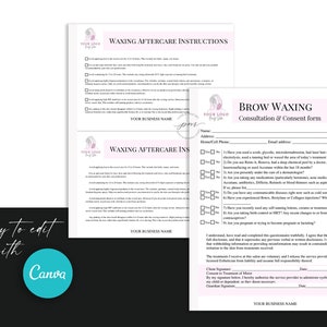 Editable Brow Waxing Form Template, Customizable Eyebrow Waxing Consent ...