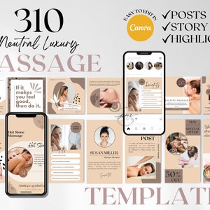 Massage Therapist Instagram Post Templates, Editable Massage Social Media Posts, Massage Instagram Post