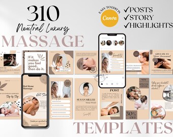 Massage Therapist Instagram Post Templates, Editable Massage Social Media Posts, Massage Instagram Post