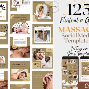 Massage Therapist Instagram Post Templates, Editable Massage Social Media Posts, Massage Instagram Post