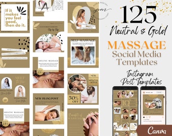 Massage Therapist Instagram Post Templates, Editable Massage Social Media Posts, Massage Instagram Post