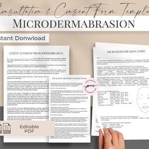 Modèle de formulaire de microdermabrasion modifiable, modèle de formulaire de consentement à la microdermabrasion, modèle de suivi de la microdermabrasion
