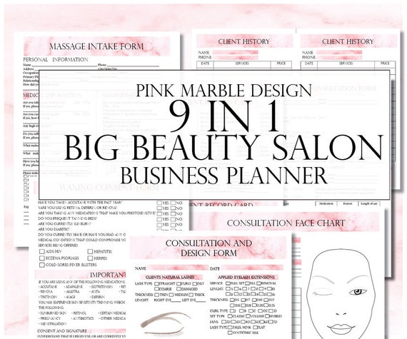 9 In 1 Big Pink Beauty Salon Business Planners Eyelash Etsy