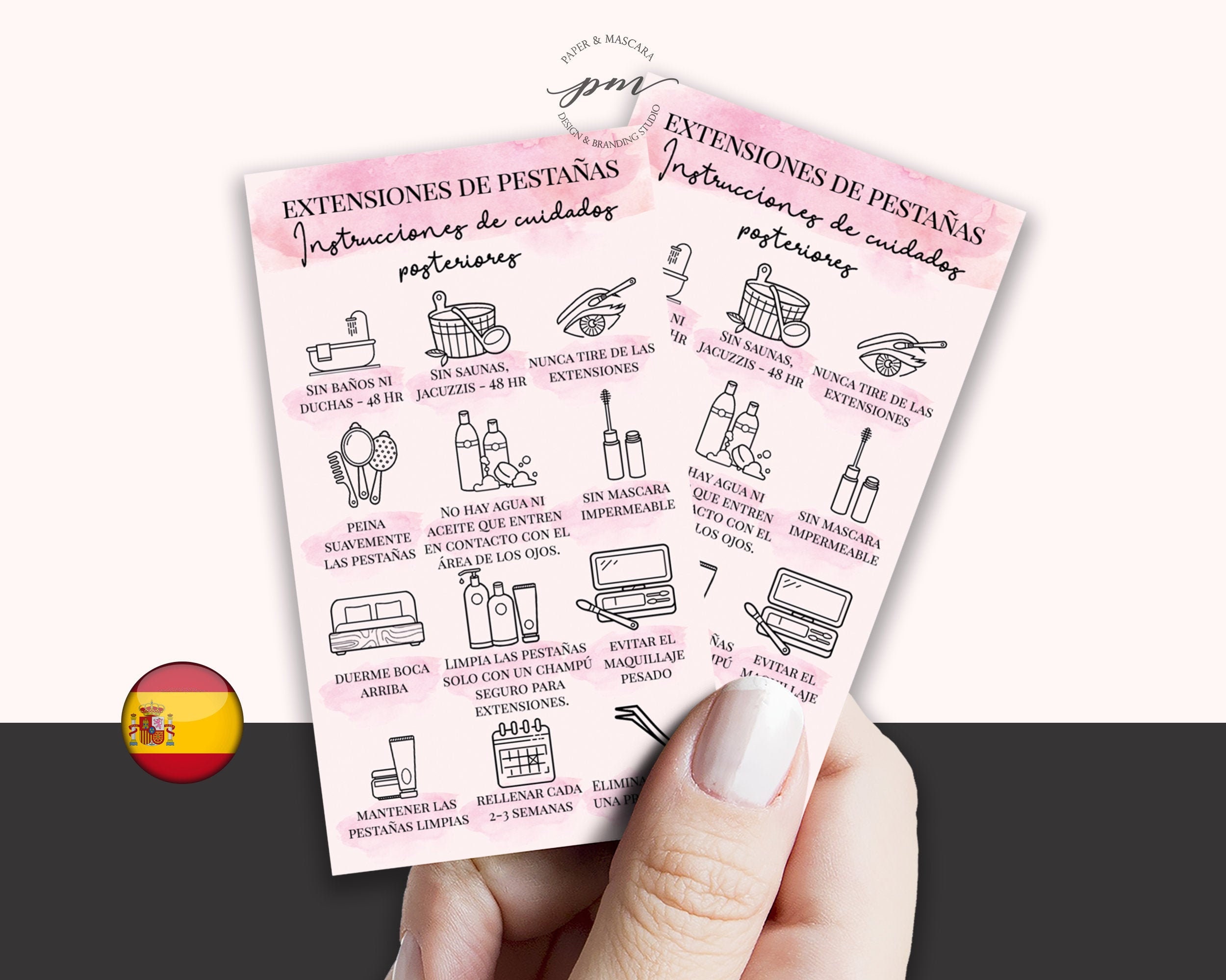 Eyelash Extension Aftercare Card in Spanish Tarjeta De - Etsy Australia Eyelash Extension Aftercare Card in Spanish Tarjeta De - Etsy Australia