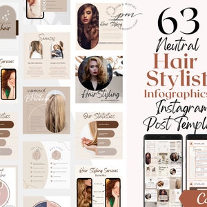Hair Stylist Instagram Post Templates, Editable Hair Stylist Social Media Posts, Hair Salon Instagram Post Templates