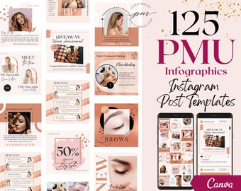 Permanent Makeup Instagram Post Templates, Editable PMU Social Media Posts, Microblading Instagram Post