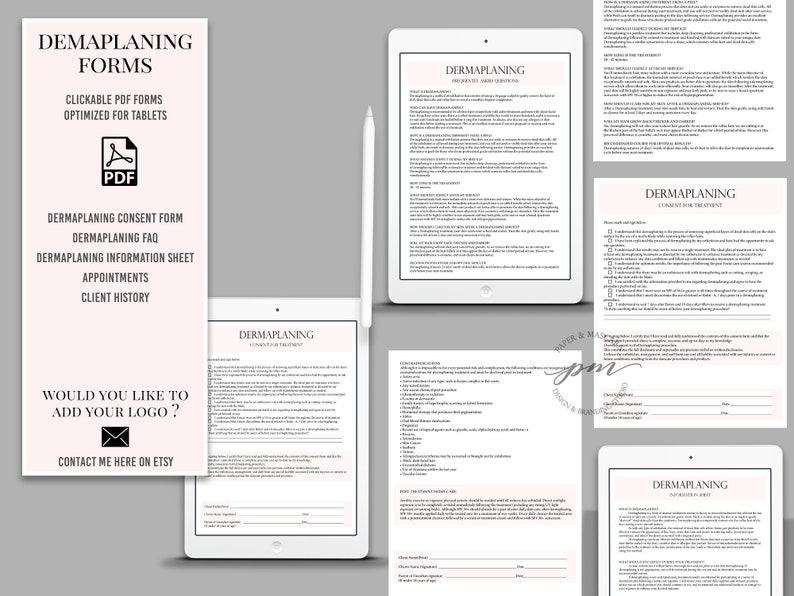 Dermaplaning Forms, Clickable Dermaplaning Esthetician Forms ...