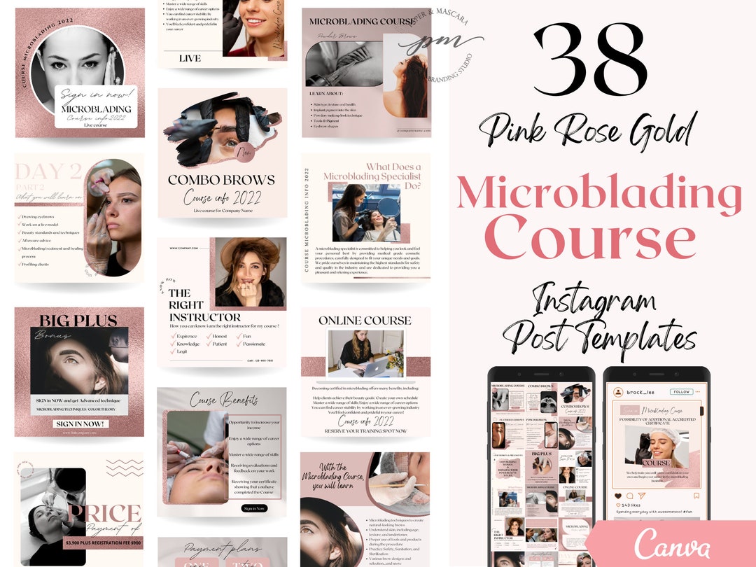 Microblading Course Instagram Post Templates, Editable Microblading ...