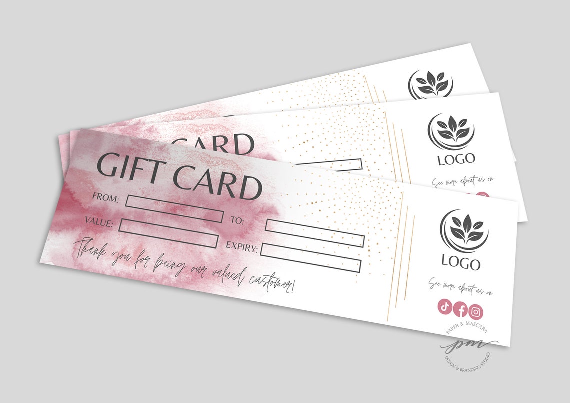 Editable Gift Card Template DIY Gift Certificate Template | Etsy
