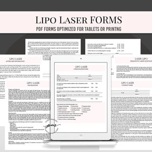 Lipo Laser Forms, Body Contouring Client Forms, Lipo Laser Intake Form, Lipo Laser Consent Form, Laser Liposuction Form Pack