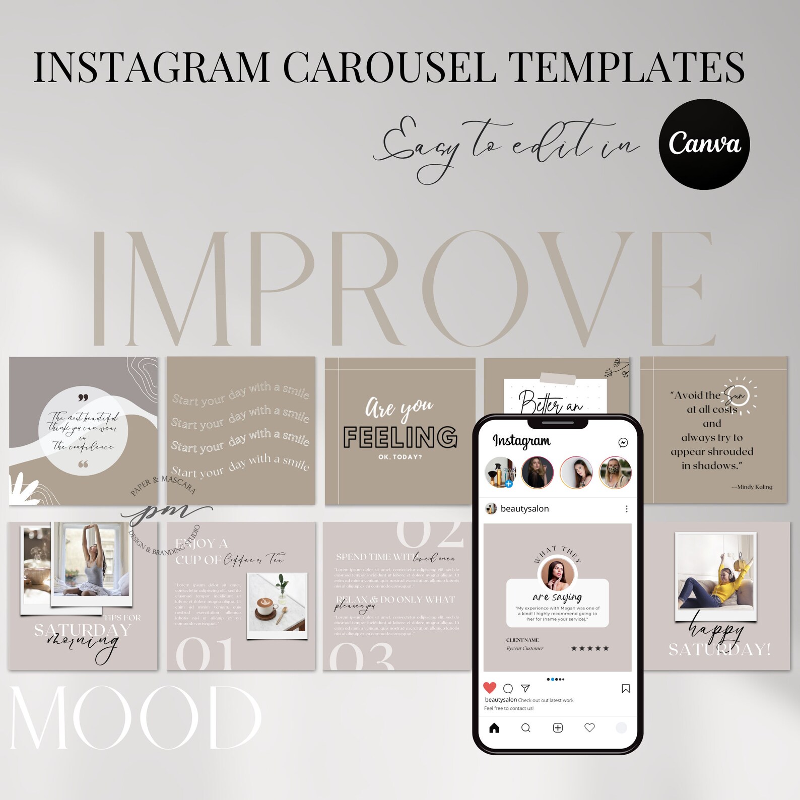 Instagram Carousel Post Template Neutral Editable Instagram - Etsy
