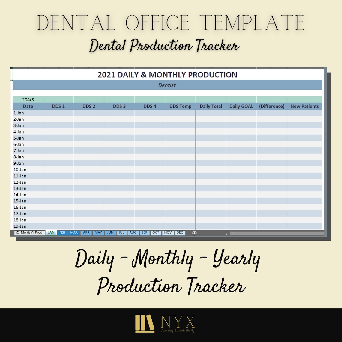 Dental Production Tracker Excel Template Dental Office Etsy