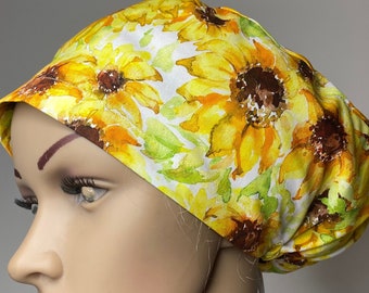 scrub cap, sunflower surgical scrub hat for women