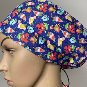 Christmas scrub cap, crabs, Christmas scrub hat
