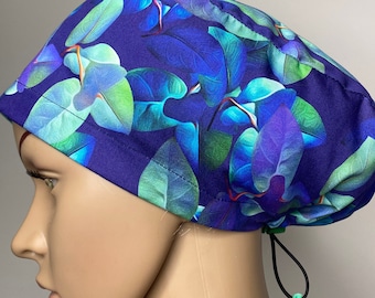 Scrub cap, surgical scrub cap, medical scrubs, leaves, scrub hat