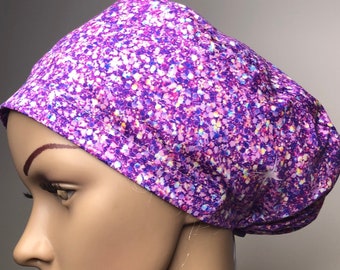 scrub cap for women purple sparkling glitter look euro scrub caps surgical hat