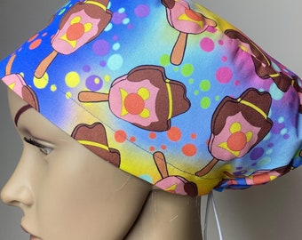 Rainbow Australiana Lined Scrub Cap: Women's Surgical Hat with Toggle
