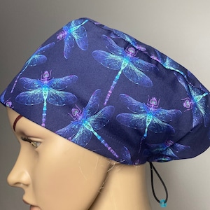 Scrub cap, purple dragonfly, scrub hat