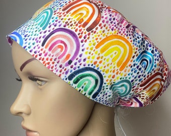 lined scrub cap, scrub cap for women, scrub hat for women, cap, scrub cap Australia,  rainbow, nurse, surgeon, toggle, gift