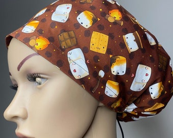 Campfire Marshmallows Design Surgical Scrub Cap - Unique Gift for Doctors and Nurses by willowhousehomemade